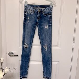 H&M Skinny Super Low Waist Ripped Jeans NWOT